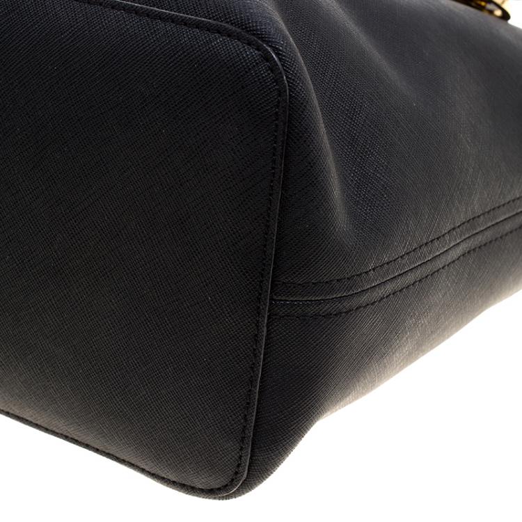 Pre Owned Michael Michael Kors Black Saffiano Leather Jetset Tote