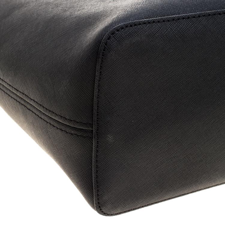 Pre Owned Michael Michael Kors Black Saffiano Leather Jetset Tote