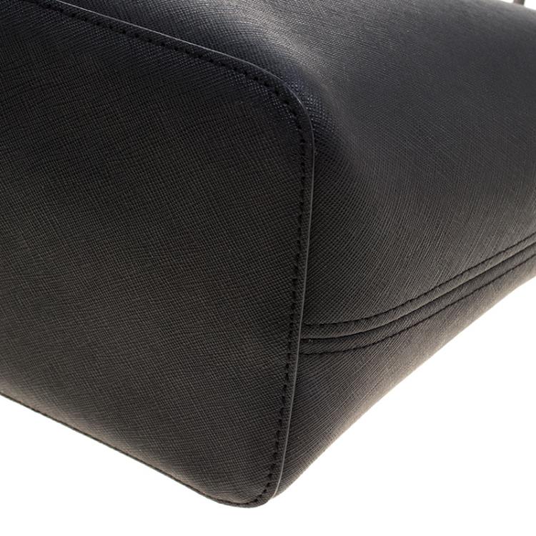 Pre Owned Michael Michael Kors Black Saffiano Leather Jetset Tote