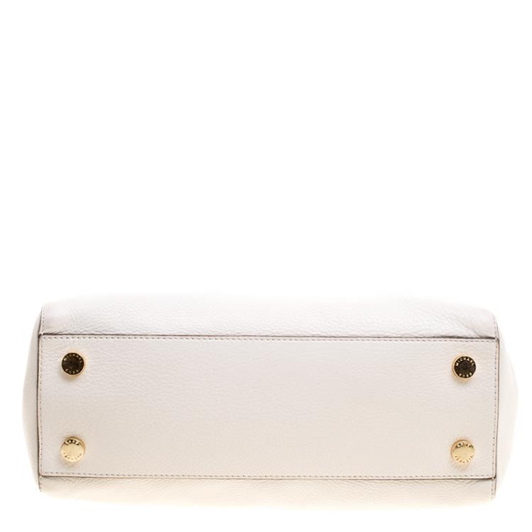 Pre Owned Michael Michael Kors Off-White Leather Medium Satchel