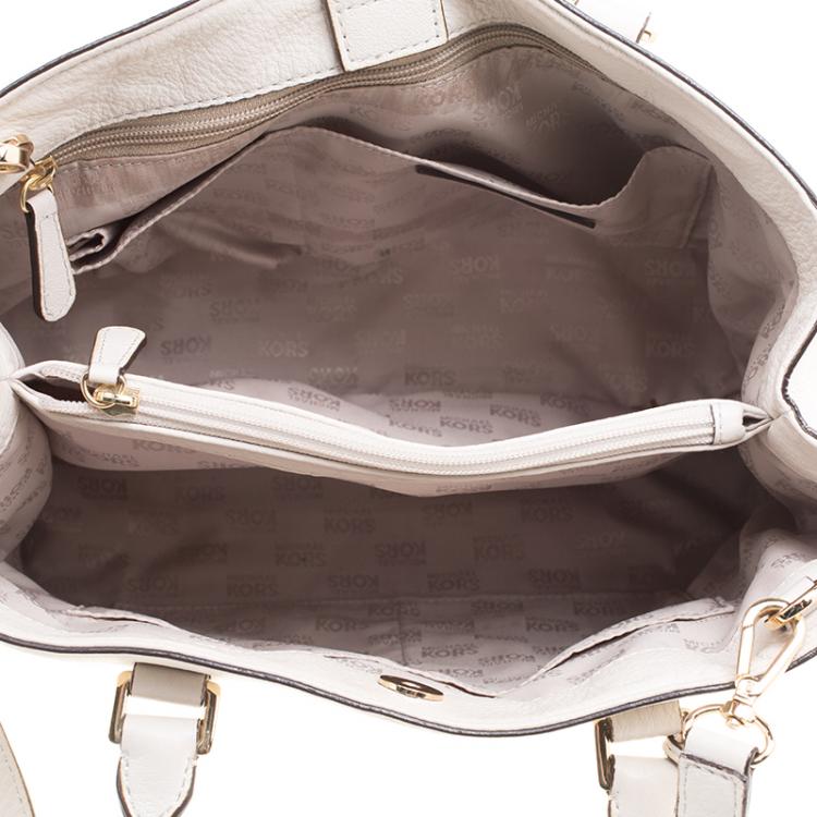 Pre Owned Michael Michael Kors Off-White Leather Medium Satchel