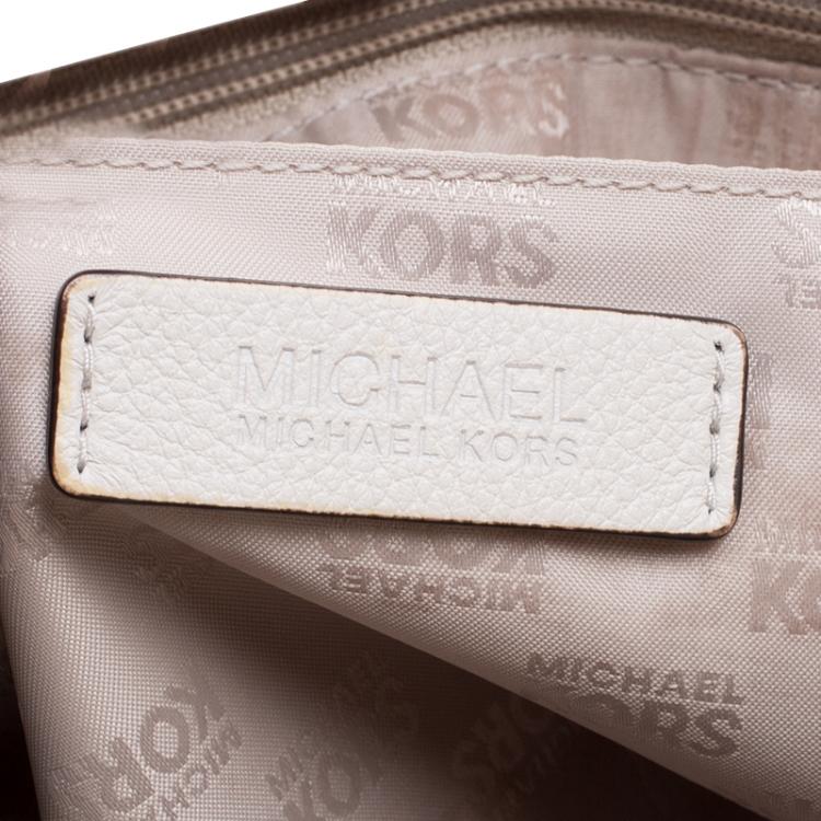 Pre Owned Michael Michael Kors Off-White Leather Medium Satchel