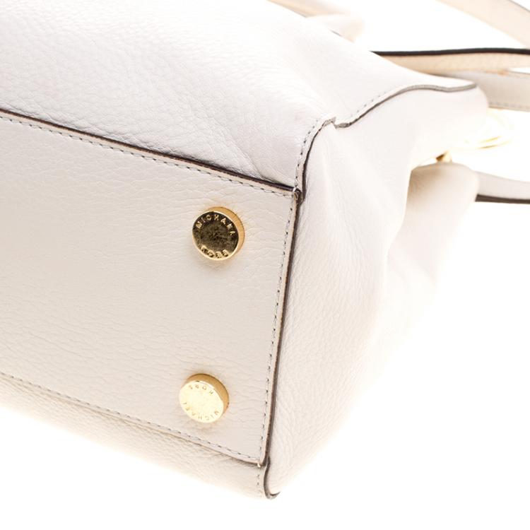 Pre Owned Michael Michael Kors Off-White Leather Medium Satchel