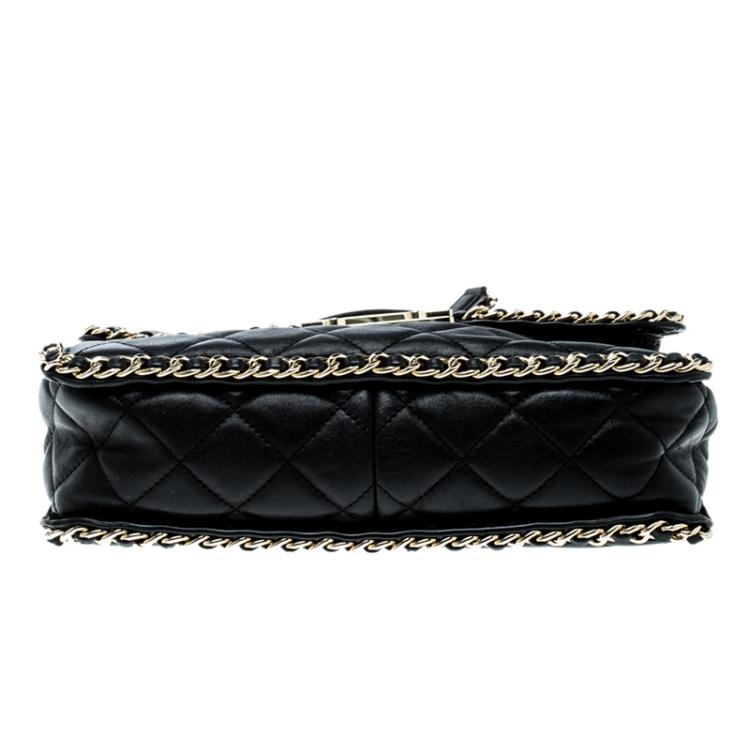 Pre Owned Michael Michael Kors Black Quilted Leather Large Carine Flap Shoulder Bag