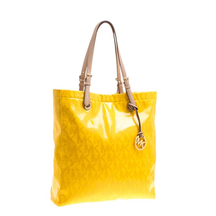 Pre Owned Michael Michael Kors Yellow Patent Leather Tote