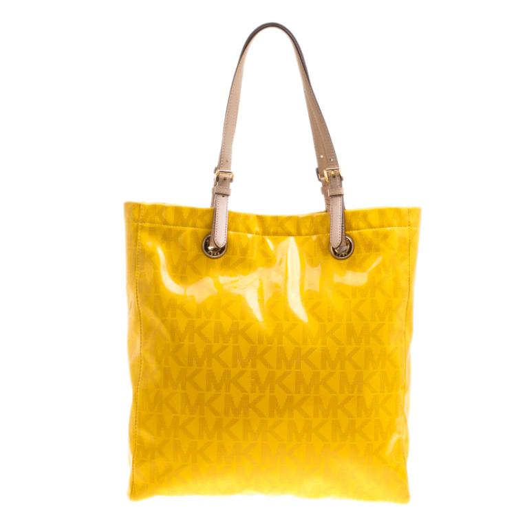 Pre Owned Michael Michael Kors Yellow Patent Leather Tote