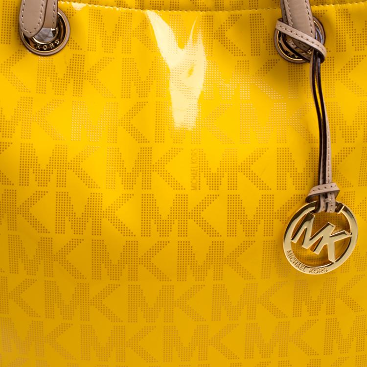 Pre Owned Michael Michael Kors Yellow Patent Leather Tote