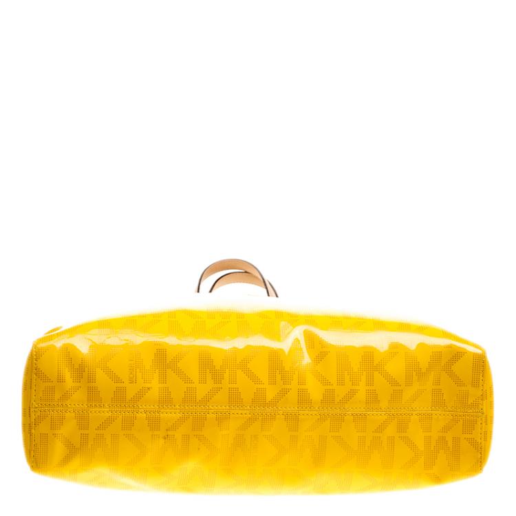 Pre Owned Michael Michael Kors Yellow Patent Leather Tote