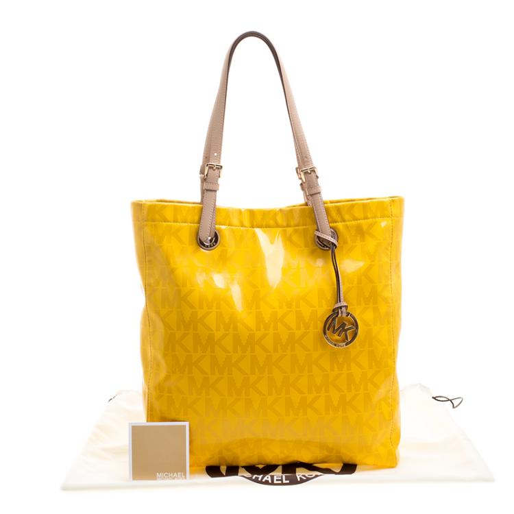 Pre Owned Michael Michael Kors Yellow Patent Leather Tote