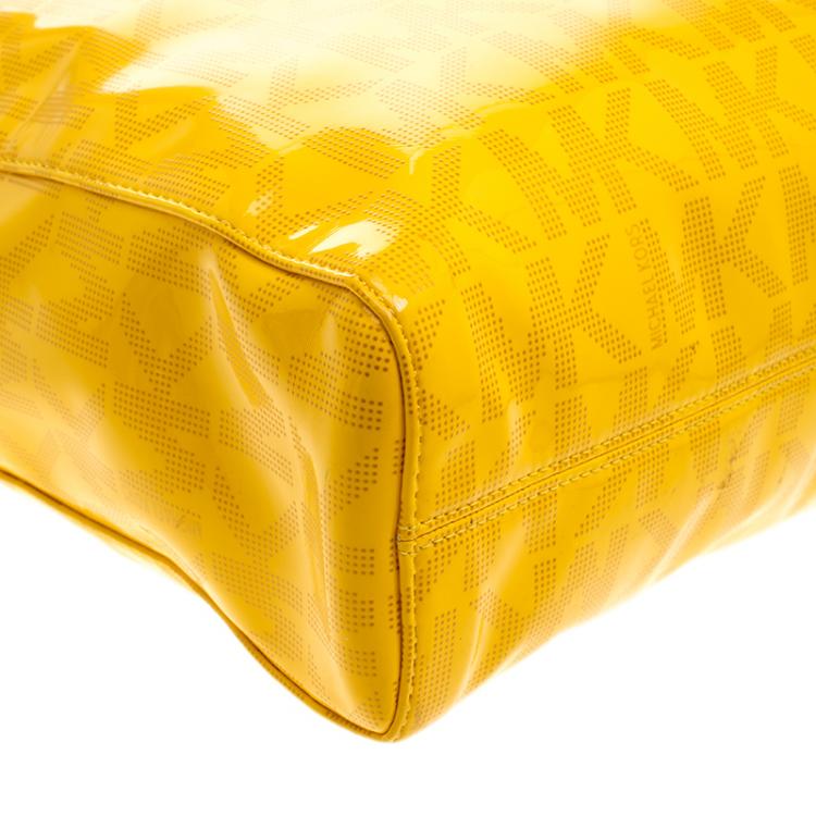 Pre Owned Michael Michael Kors Yellow Patent Leather Tote