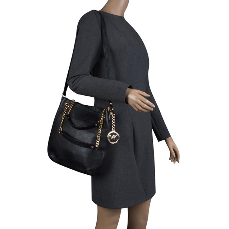 Pre Owned Michael Kors Black Leather Shoulder Bag