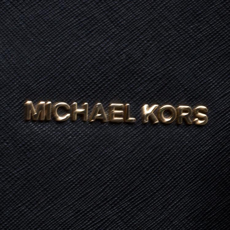 مملوكة مسبقًا Michael Michael Kors Black Saffiano Leather Jetset Travel Tote