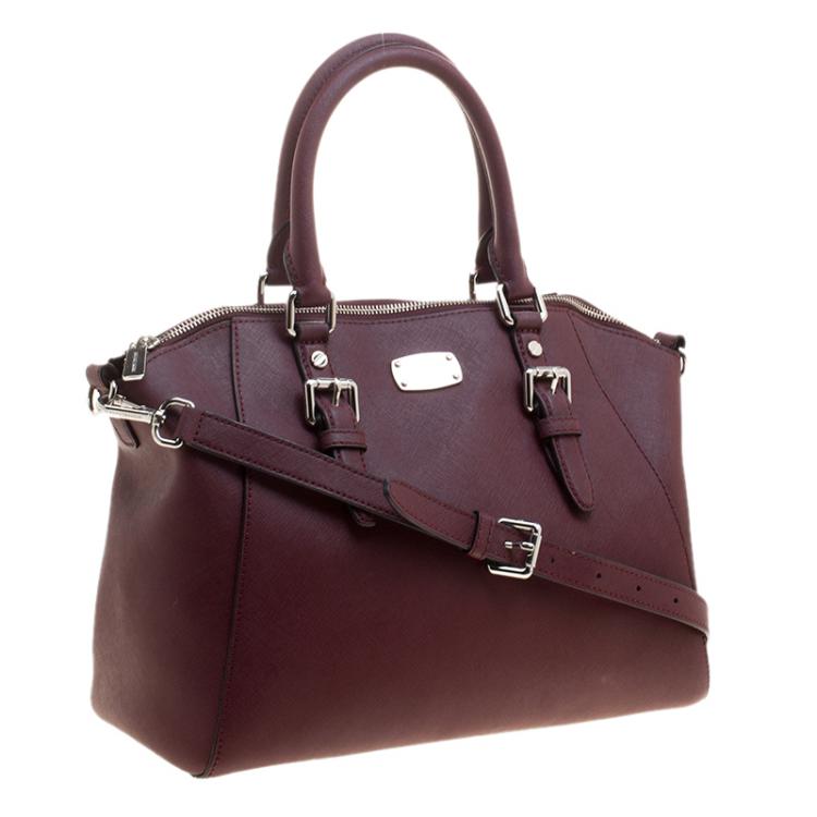 Pre Owned Michael Michael Kors Bordeaux Saffiano Leather Ciara Tote