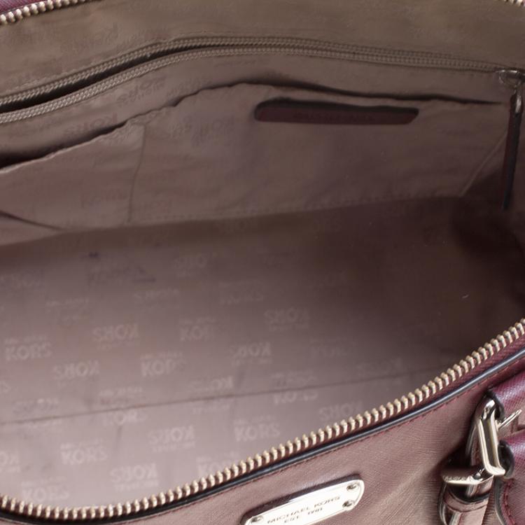 Pre Owned Michael Michael Kors Bordeaux Saffiano Leather Ciara Tote