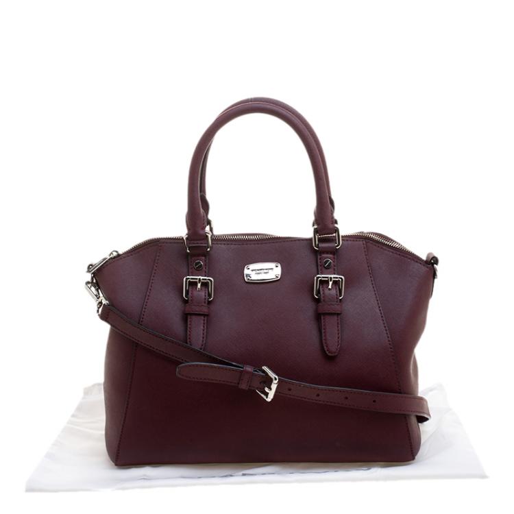 Pre Owned Michael Michael Kors Bordeaux Saffiano Leather Ciara Tote