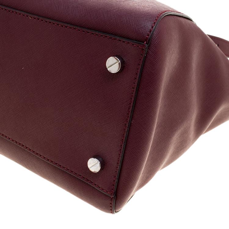Pre Owned Michael Michael Kors Bordeaux Saffiano Leather Ciara Tote