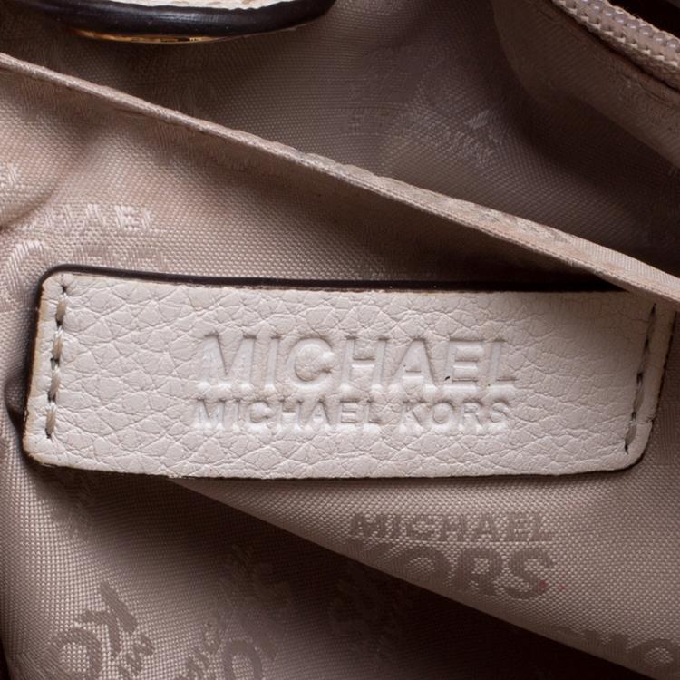 Pre Owned Michael Michael Kors White Leather East West Hamilton Tote