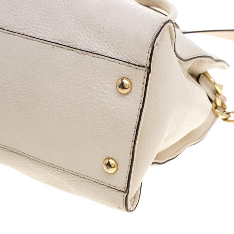 Pre Owned Michael Michael Kors White Leather East West Hamilton Tote