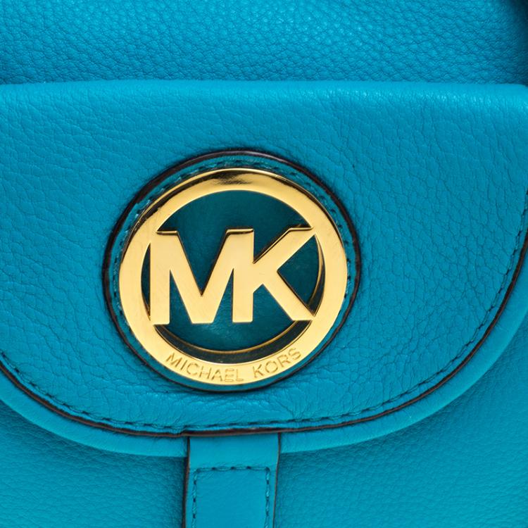 Pre Owned Michael Michael Kors Turquoise Leather Shoulder Bag