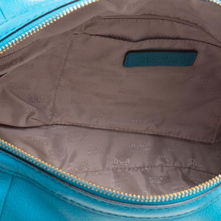 michael kors turquoise and brown leather bag