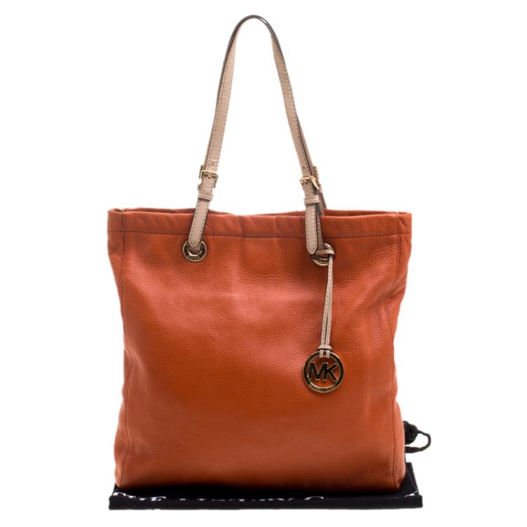 Pre Owned Michael Michael Kors Orange Leather Tote
