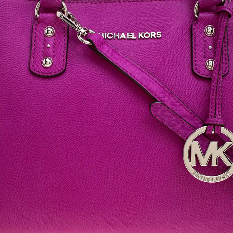 Pre Owned Michael Michael Kors Pink Saffiano Leather Satchel