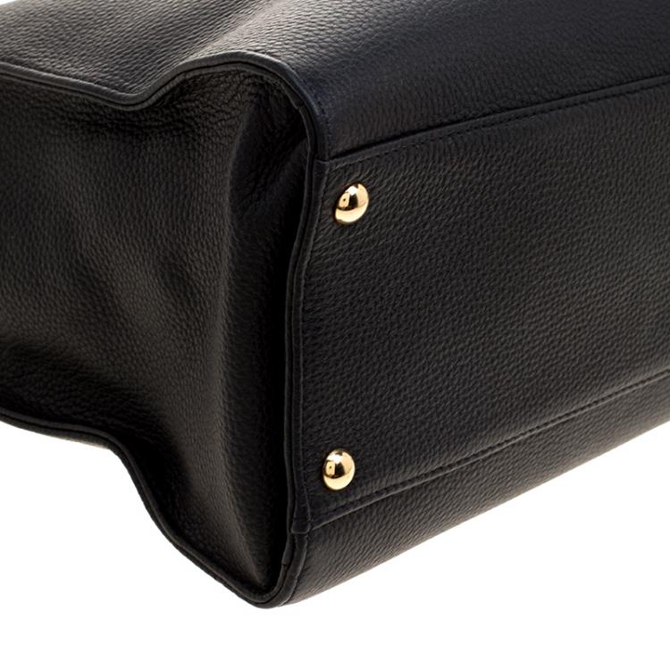 مملوكة مسبقًا  Michael Michael Kors Black Leather North South Hamilton Tote