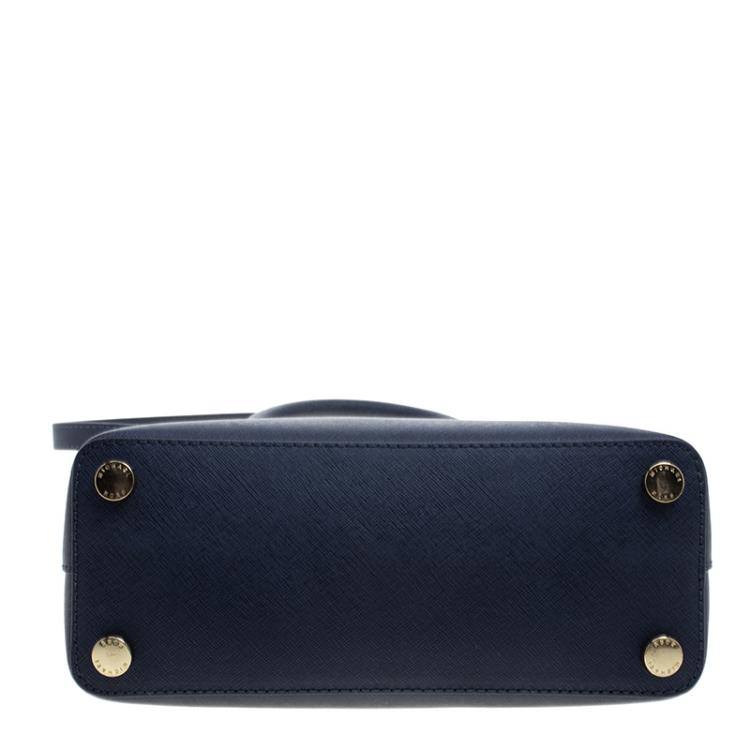 Pre Owned Michael Michael Kors Navy Blue Leather Medium Cindy Satchel