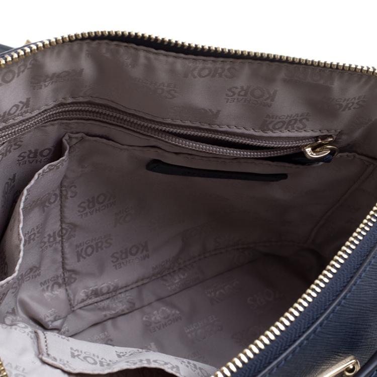 Pre Owned Michael Michael Kors Navy Blue Leather Medium Cindy Satchel