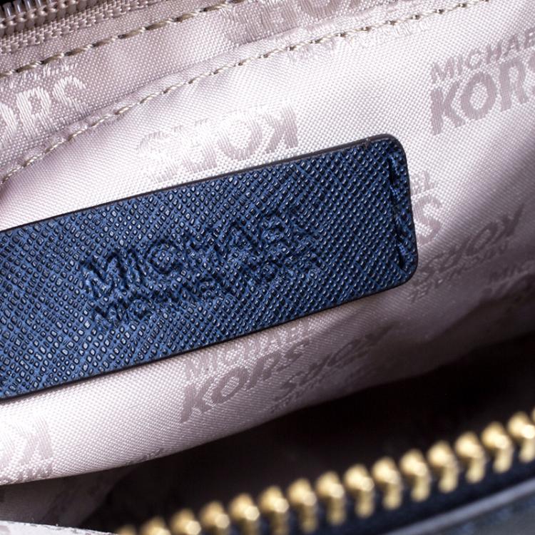 Pre Owned Michael Michael Kors Navy Blue Leather Medium Cindy Satchel