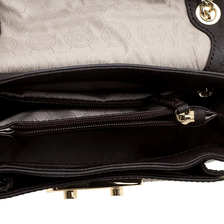 Pre Owned Michael Michael Kors Dark Brown Leather Sloan Shoulder Bag