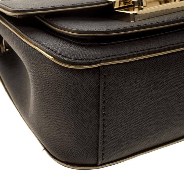 Pre Owned Michael Michael Kors Dark Brown Leather Sloan Shoulder Bag