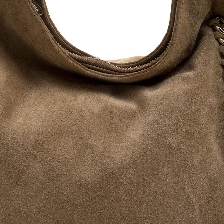 Pre Owned Michael Michael Kors Camel Suede Vienna Fringe Hobo