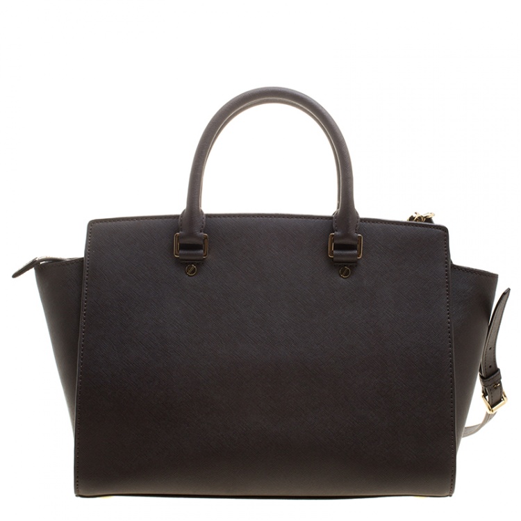 Pre Owned Michael Michael Kors Brown Saffiano Leather Medium Selma Tote