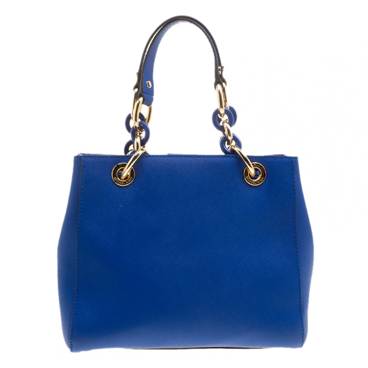 Pre Owned Michael Michael Kors Blue Leather Cynthia Crossbody Bag
