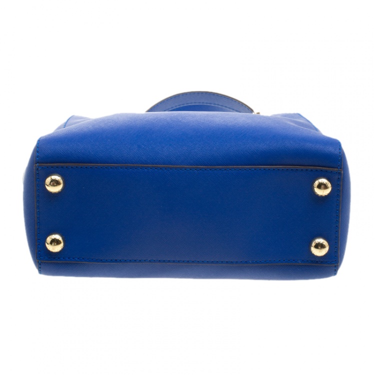 Pre Owned Michael Michael Kors Blue Leather Cynthia Crossbody Bag