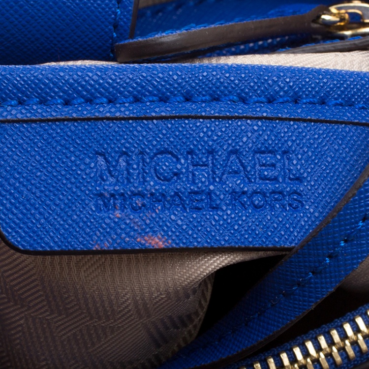 Pre Owned Michael Michael Kors Blue Leather Cynthia Crossbody Bag