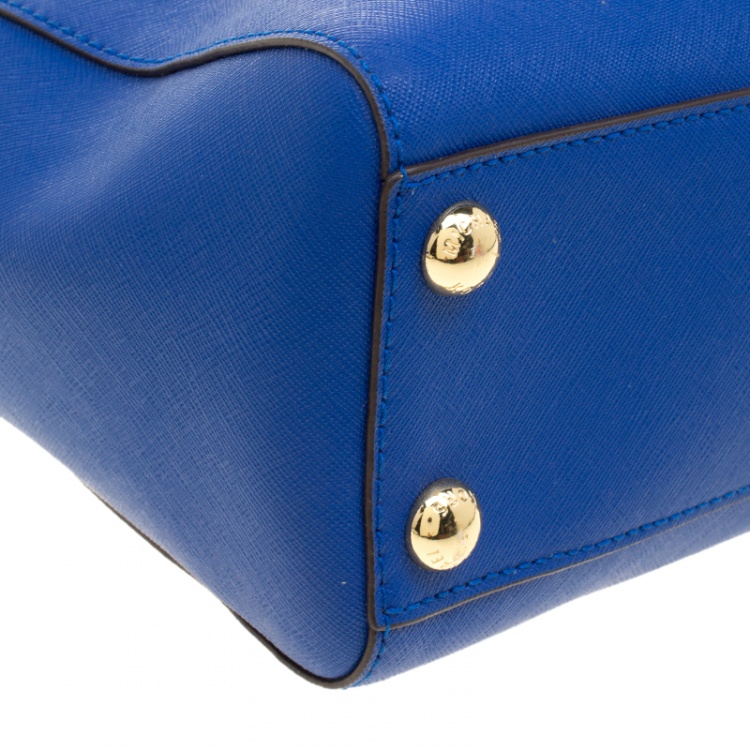 Pre Owned Michael Michael Kors Blue Leather Cynthia Crossbody Bag