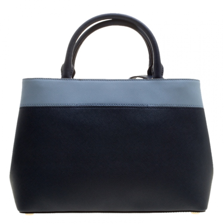 Pre Owned Michael Michael Kors Navy Blue Leather Hailee Tote