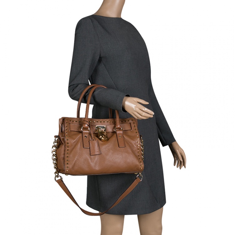Pre Owned Michael Michael Kors Brown Leather East/West Hamilton Satchel