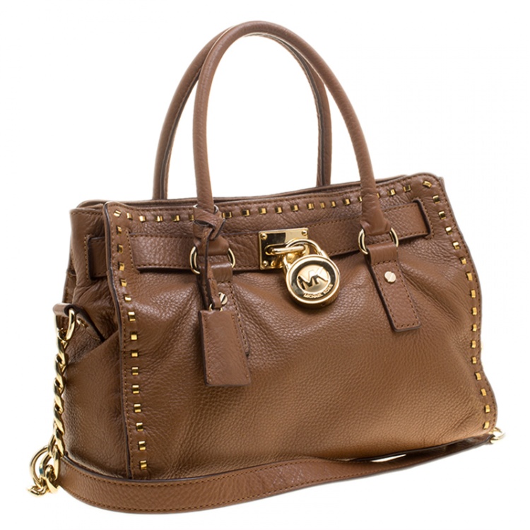 Pre Owned Michael Michael Kors Brown Leather East/West Hamilton Satchel