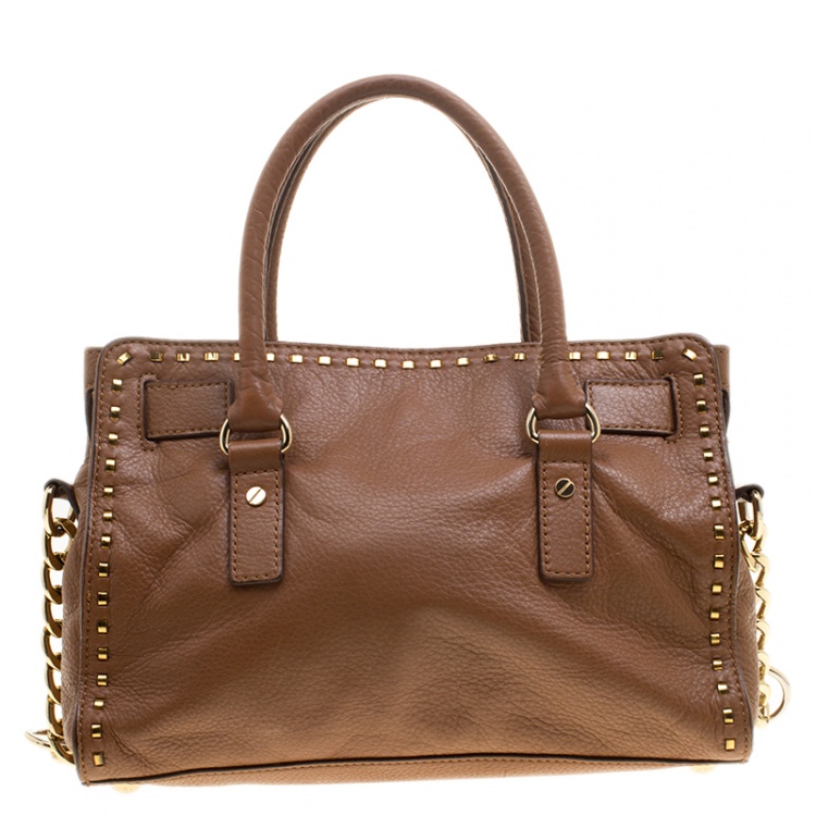 Pre Owned Michael Michael Kors Brown Leather East/West Hamilton Satchel