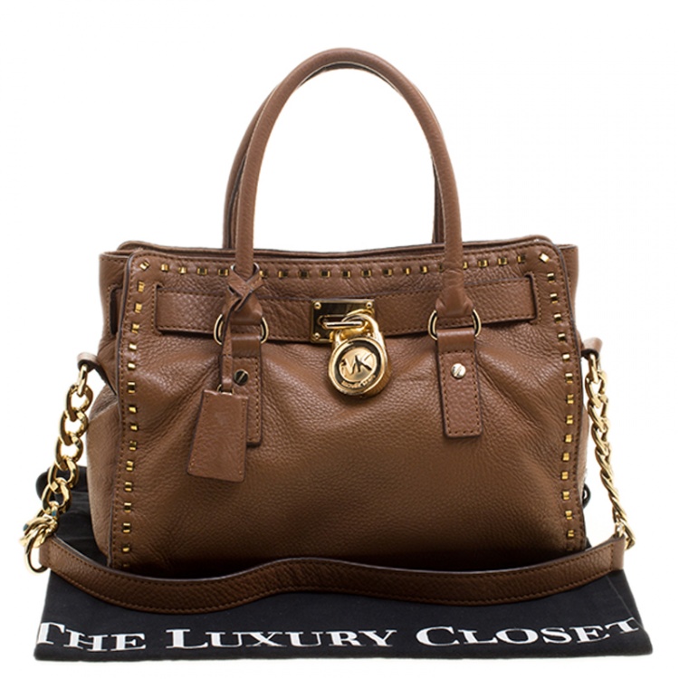 Pre Owned Michael Michael Kors Brown Leather East/West Hamilton Satchel