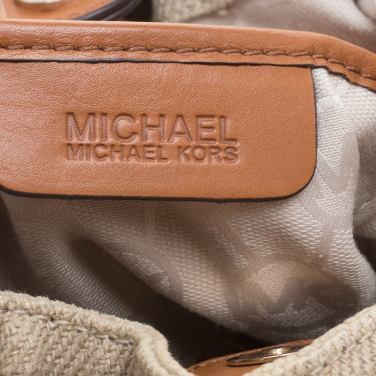 Pre Owned Michael Michael Kors Beige Canvas Hobo 