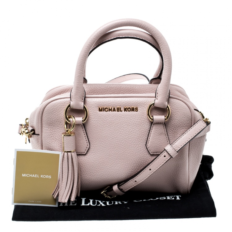 Pre Owned Michael Michael Kors Blush Pink Leather Bedford Tassel Satchel 