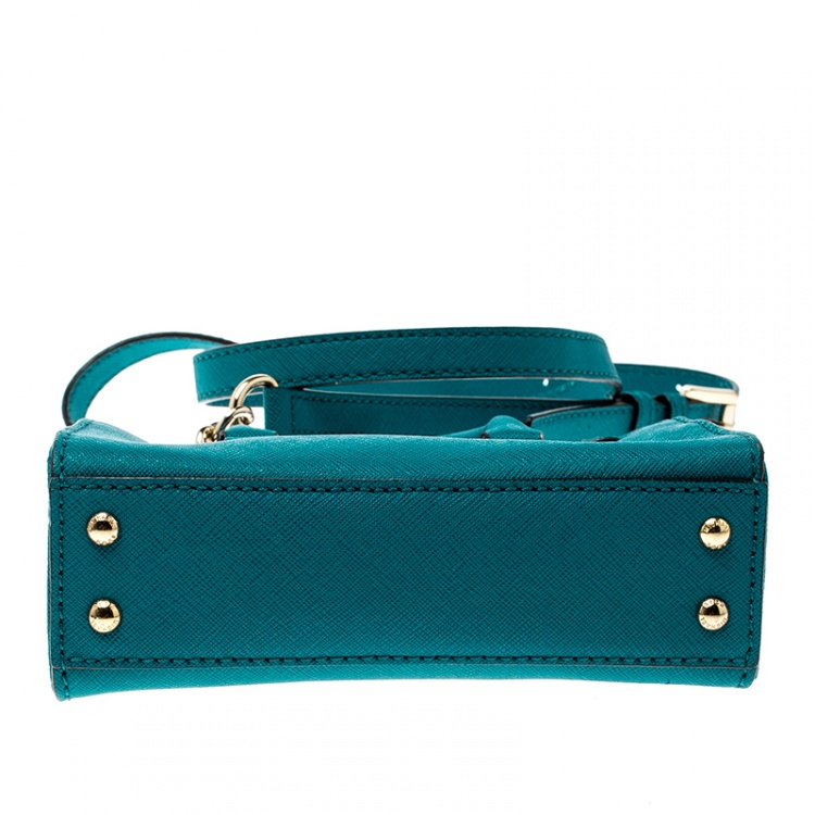 Pre Owned Michael Michael Kors Blue Saffiano Leather Mini Hamilton Crossbody Bag