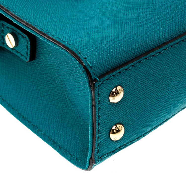 Pre Owned Michael Michael Kors Blue Saffiano Leather Mini Hamilton Crossbody Bag