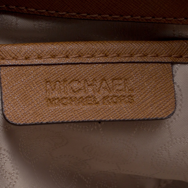 Pre Owned MICHAEL Michael Kors Brown Saffiano Leather Large Cynthia Tote with Wallet