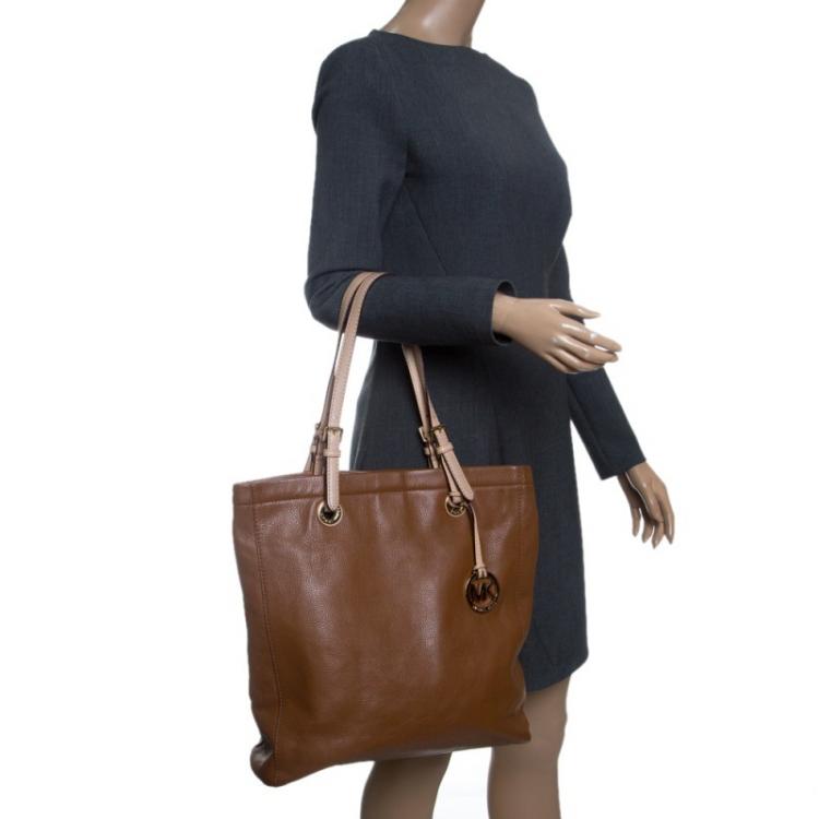 Pre Owned Michael Michael Kors Brown Leather Jet Set Tote