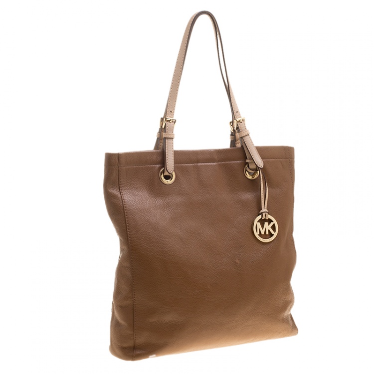 Pre Owned Michael Michael Kors Brown Leather Jet Set Tote